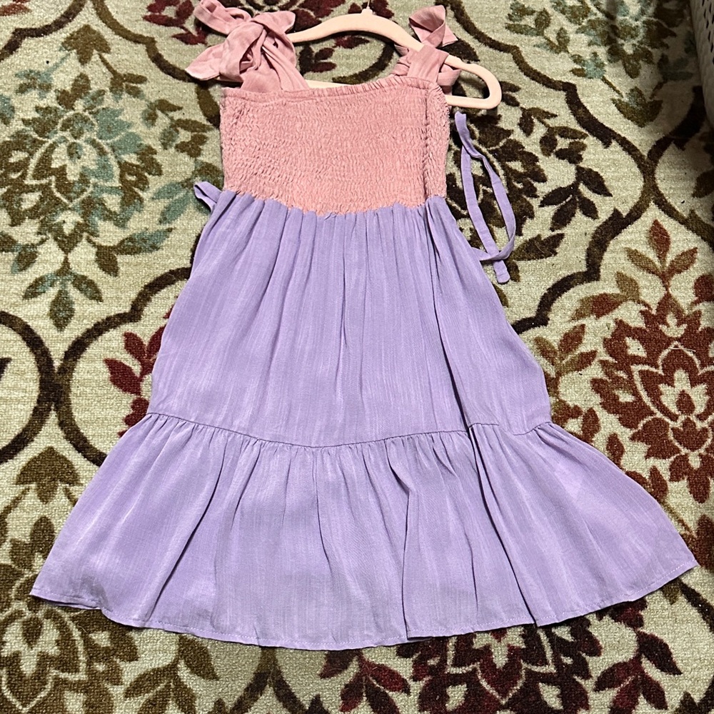 Pink and Purple Linen Like Kids Dress 4/5/6 Toddler - NWT